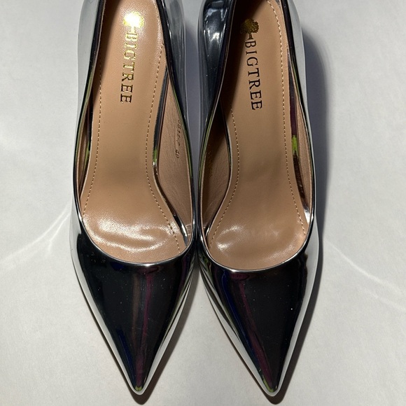 Big Tree Silver Pointed Toe High Heels - Picture 5 of 7